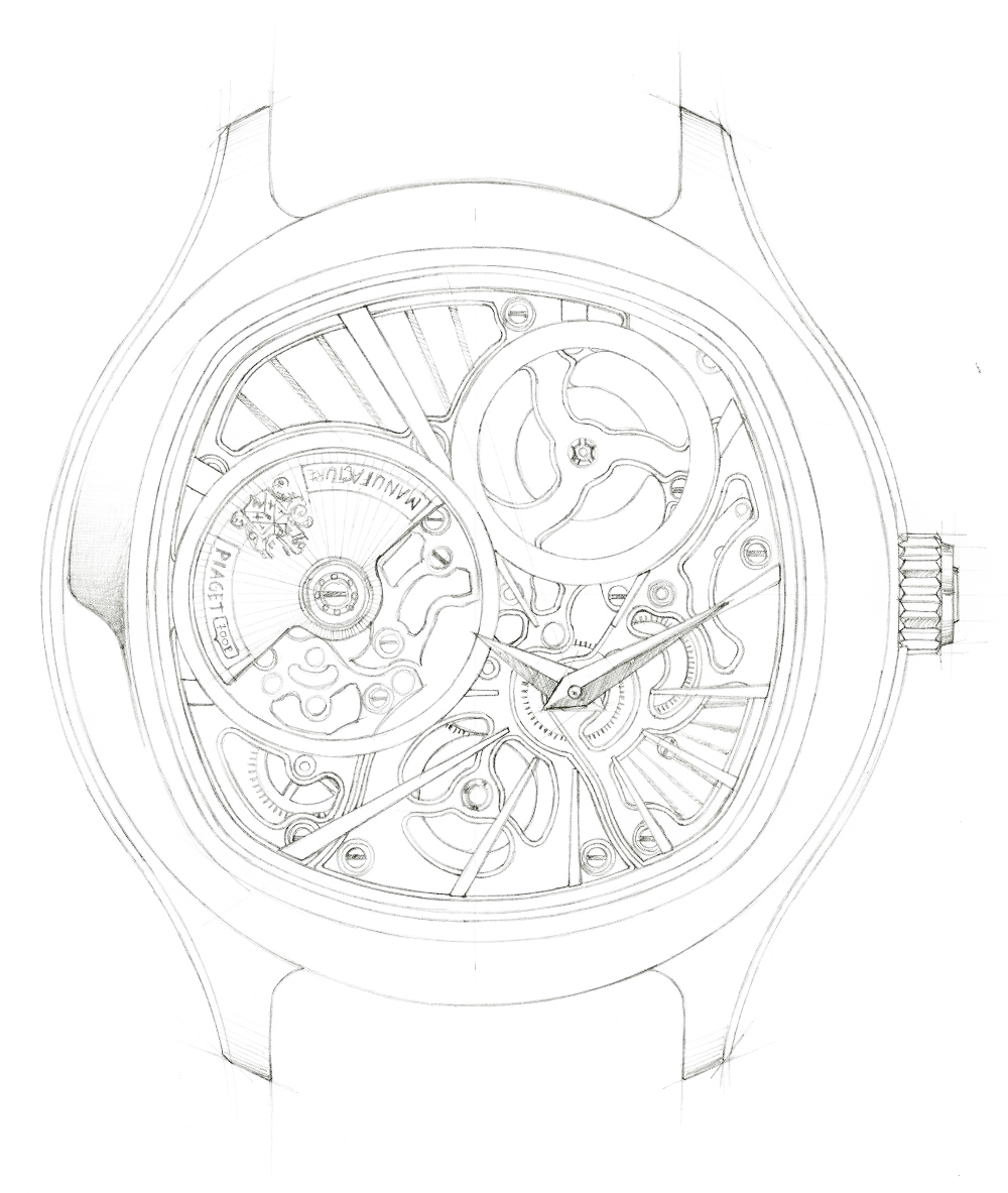 A study of the Twenty~4's cuff-case "manchette" silhouette, first drawn in 1999